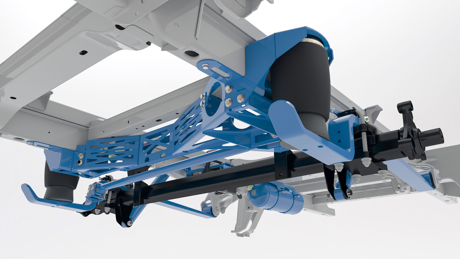 Die aufeinander abgestimmten Stossdämpfer und Vollluftfedern dämpfen Schläge von unebenen Strassen, stabiliseren das Fahrzeug und sorgen dank High-Tech Komponenten auch im Offroad Bereich oder in der Tiefgarage für Fahr- und Bedienkomfort.